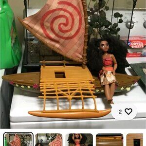 🌺 Disney Moana Doll, Starlight Canoe & Animal Friends – Pua & Hei Hei Included!